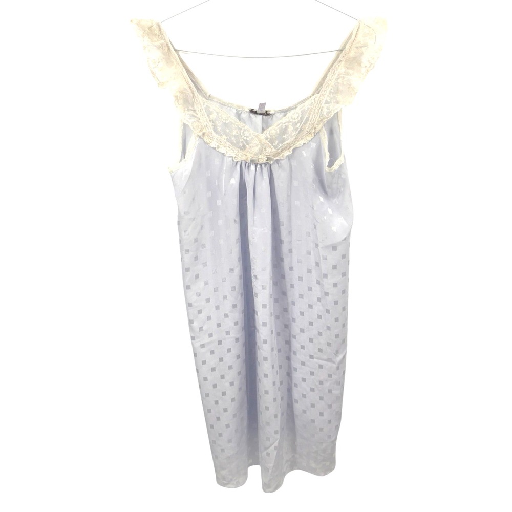 Vintage Carole Hochman Nightgown Lavendar Sleeveless Cotton Lace Size‎ Medium